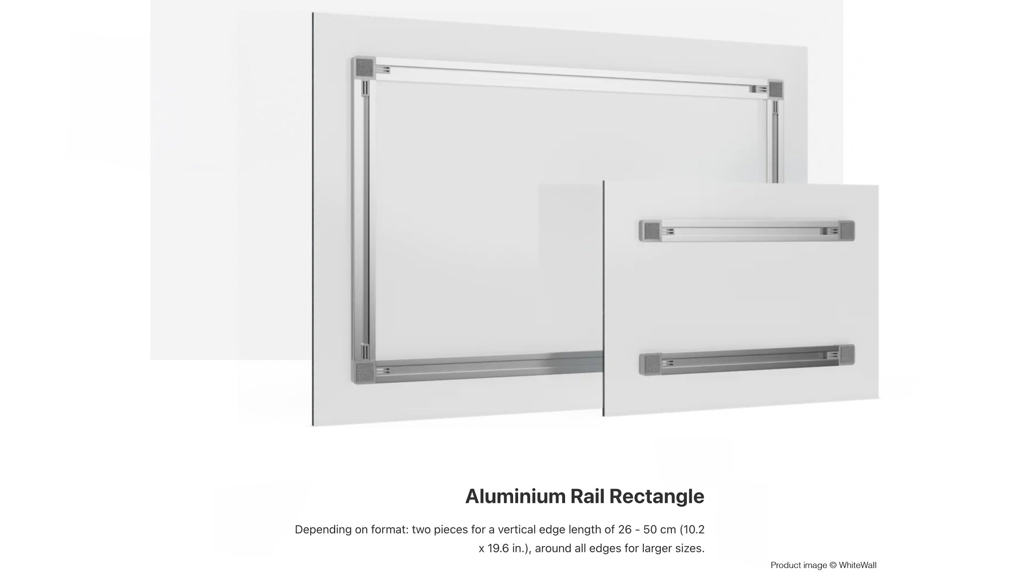 Aluminium rail rectangle on a white background.